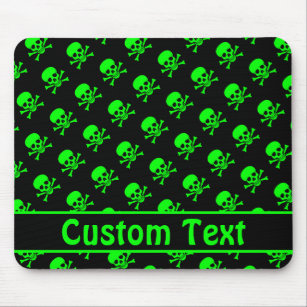 Black and Green Skulls Mousepad w/ Custom Text