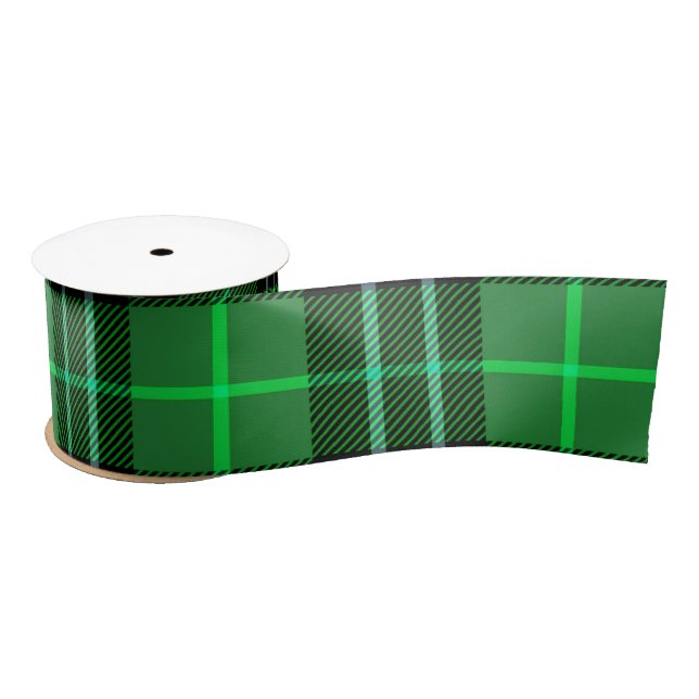 Black and Green Tartan Plaid Satin Ribbon (Spool)