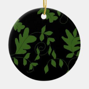 Black and Green Vines and Leaves Ceramic Tree Decoration