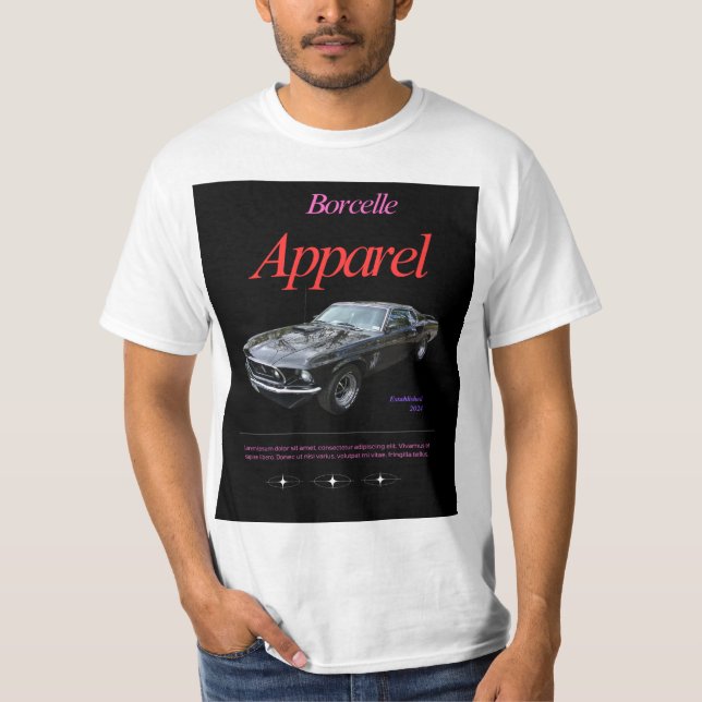 Black and Grey 3D Modern Simple streetwear Car T-Shirt (Front)