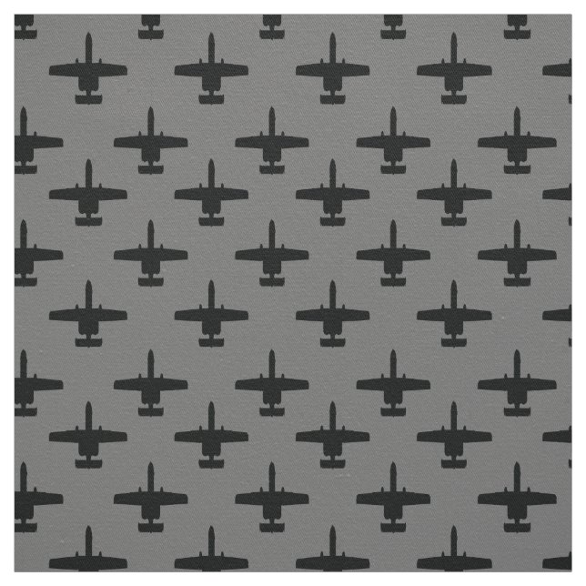 Black and Grey A-10 Warthog Attack Jet Pattern Fabric (Swatch)