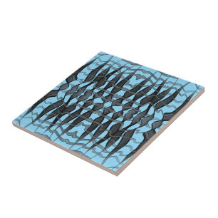 Black And Grey Abstract Feathered Floral Leaves Ceramic Tile