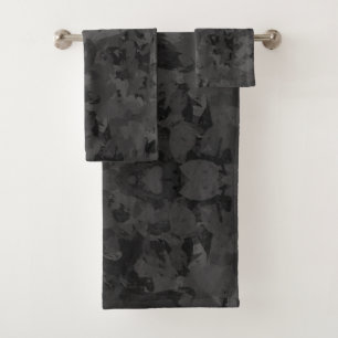 Black And Grey Abstract Graphic Art Design Bath Towel Set