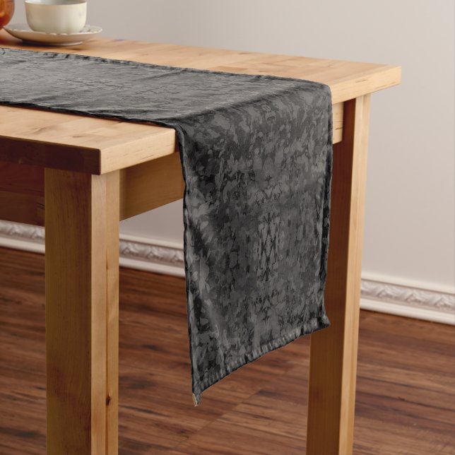 Black And Grey Abstract Graphic Art Design Short Table Runner (In Situ)