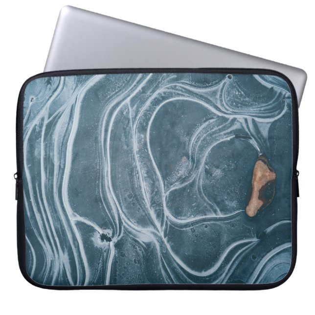 Black and grey abstract painting laptop sleeve (Front)