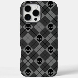 Black and Grey Alien Argyle Pattern iPhone 16 Pro Max Case