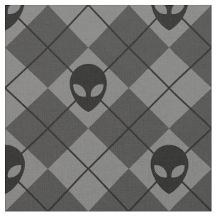 Black and Grey Alien Argyle Pattern Fabric