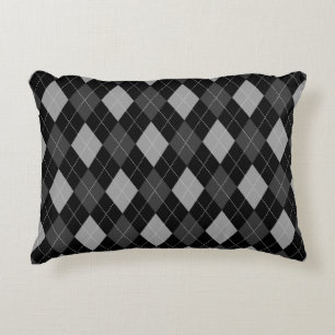 Black and Grey Argyle Decorative Cushion