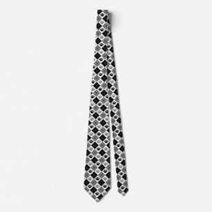 Black and Grey Argyle Paw Print Pattern Tie
