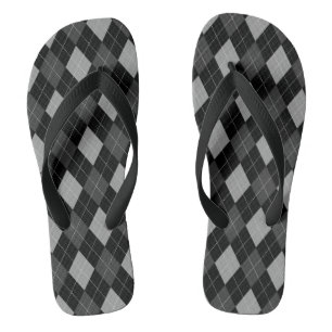 Black and Grey Argyle Thongs