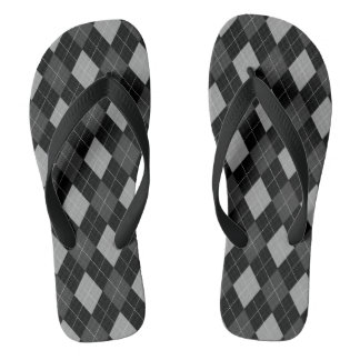 Black and Grey Argyle Thongs
