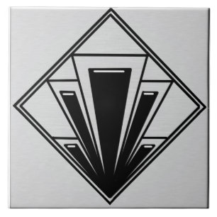 Black and Grey Art Deco Ceramic Tile