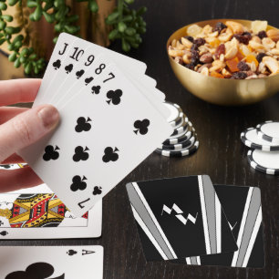 Black And Grey Art Deco Design Monogrammed Playing Cards