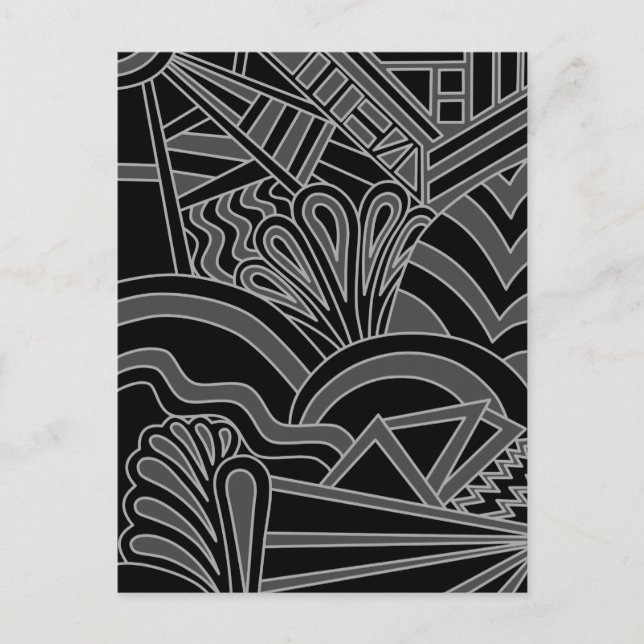 Black and Grey Art Deco Design. Postcard (Front)