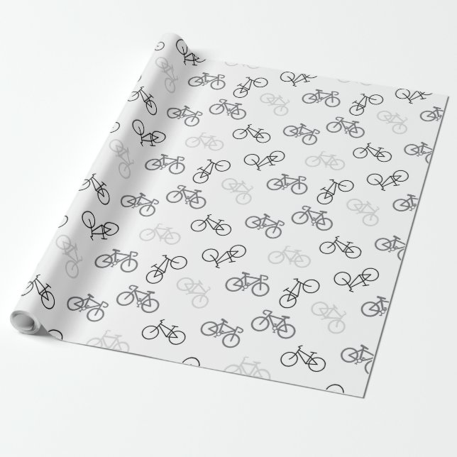 Black and Grey Bikes Wrapping Paper (Unrolled)