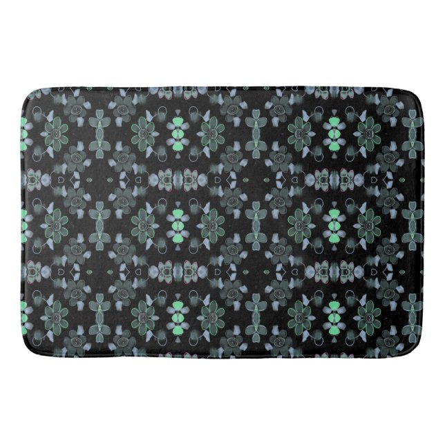 Black and Grey Blue Bath Mat (Front)