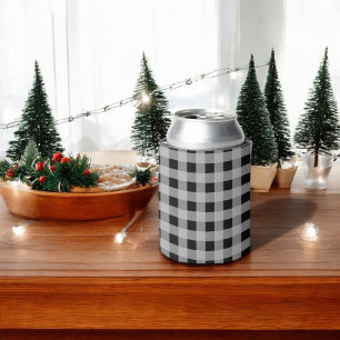Black and Grey Buffalo Plaid  Can Cooler