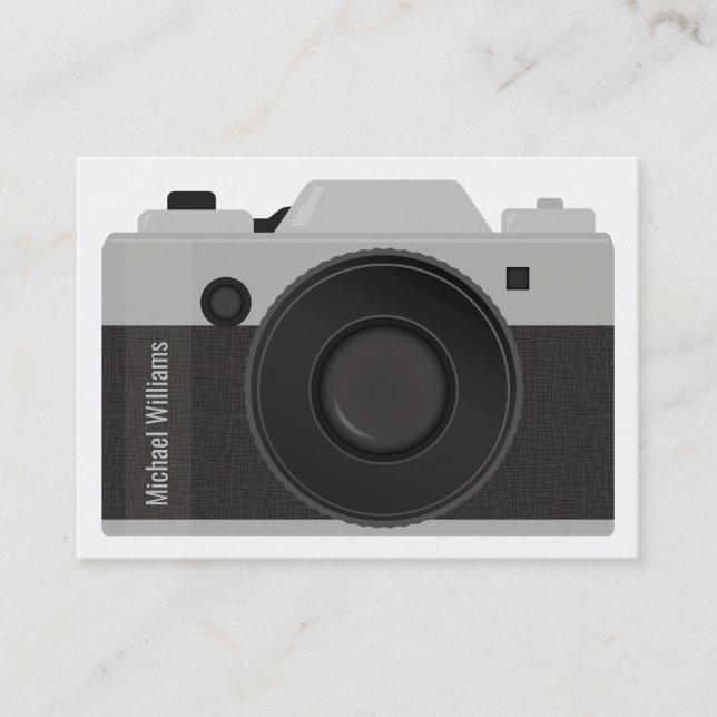 Black and Grey Camera Professional Photographer Business Card (Front)