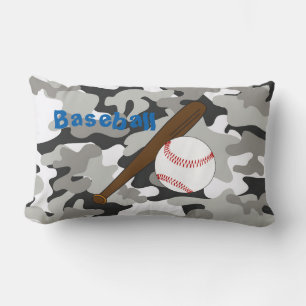Black and Grey Camo Baseball Pillow