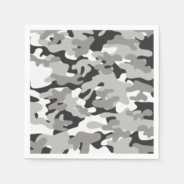 Black and Grey Camo Design Napkin (Front)