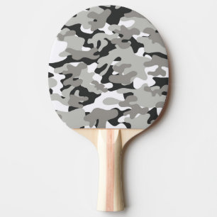 Black and Grey Camo Ping Pong Paddle
