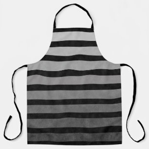 Black And Grey Camouflage Textured Line Stripes Apron