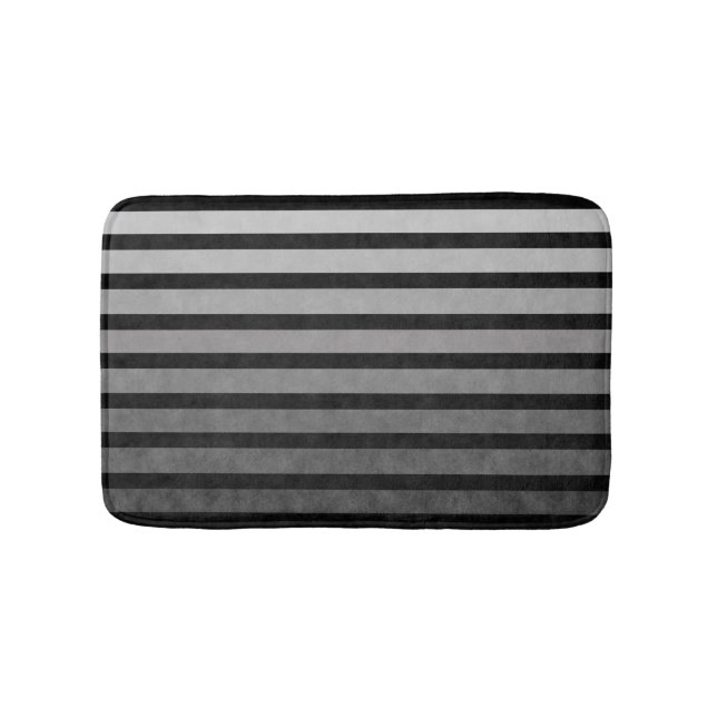 Black And Grey Camouflage Textured Line Stripes Bath Mat (Front)