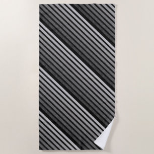 Black And Grey Camouflage Textured Line Stripes Beach Towel