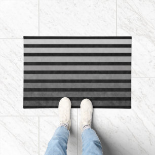 Black And Grey Camouflage Textured Line Stripes Doormat
