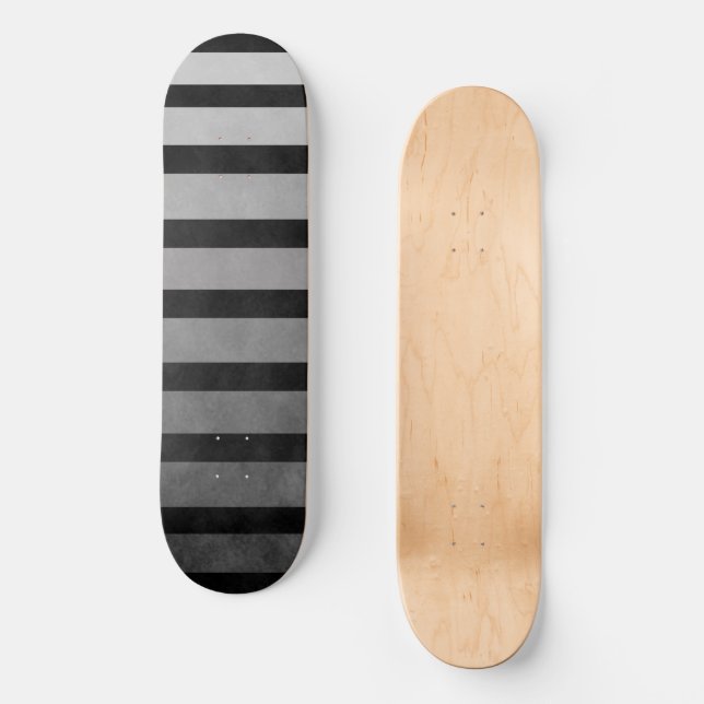 Black And Grey Camouflage Textured Line Stripes Skateboard (Front)