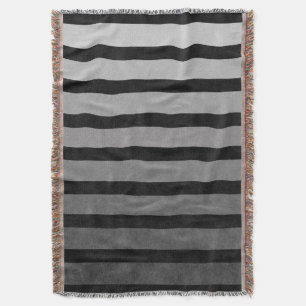 Black And Grey Camouflage Textured Line Stripes Throw Blanket