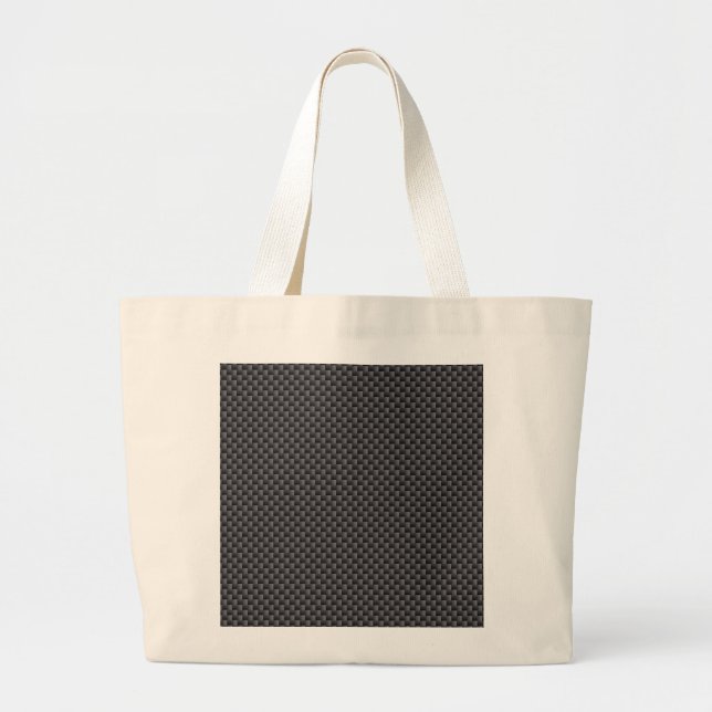 Black and Grey Carbon Fibre Polymer Large Tote Bag (Front)