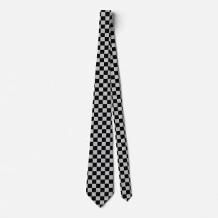 Black and Grey Check Neck Tie