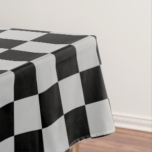 Black and Grey Check Tablecloth