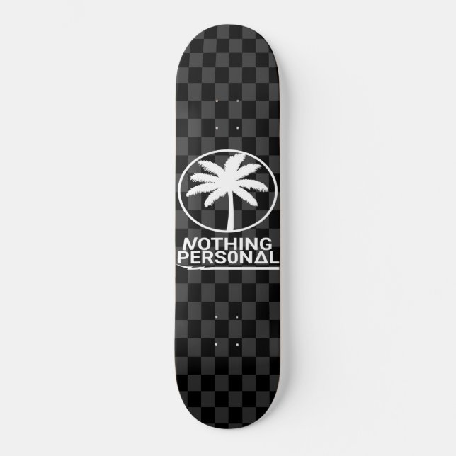 Black and Grey Chequerboard Pattern Skateboard (Front)
