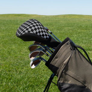Black and Grey Chequered Print Golf Head Cover