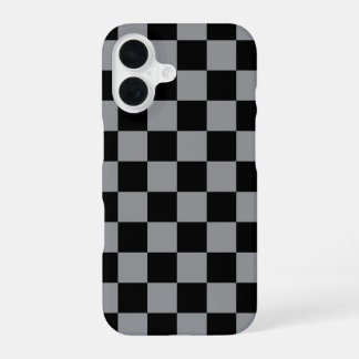 Black and Grey Chequered Print iPhone 16 Case