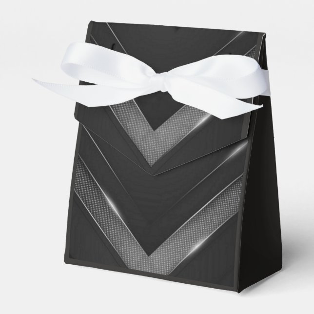 Black And Grey Chevron   Favour Box (Front Side)