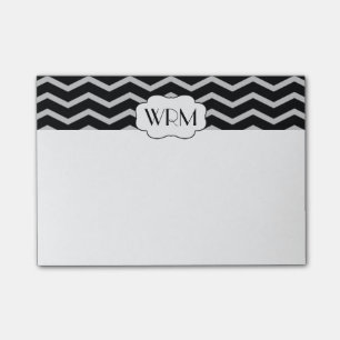 Black and Grey Chevron Patterned Monogrammed Post-it Notes