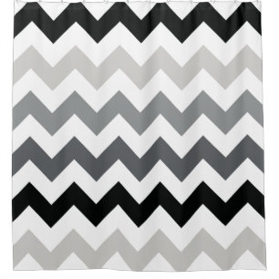 Black and grey chevron waved stripes pattern shower curtain