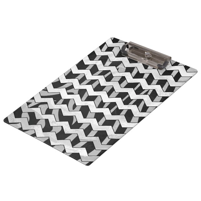 Black and Grey Chevron Zebra pattern Clipboard (Angled)