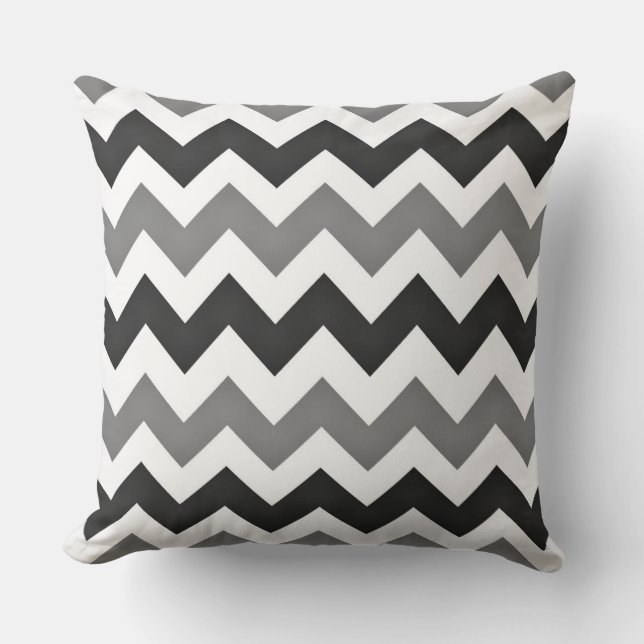 Black and Grey Chevron Zigzag Cushion (Front)