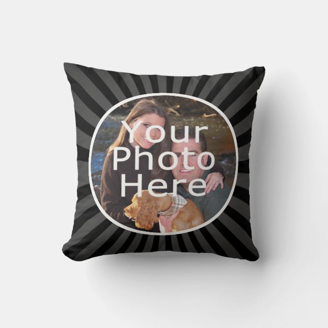 Black and Grey Circle Frame Photo Pillow (Front)