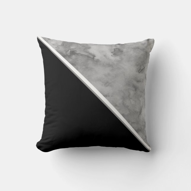Black and Grey Colour Block Cushion (Front)