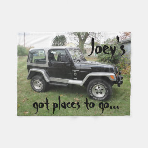 Black and Grey Customised Jeep Blanket Personalise