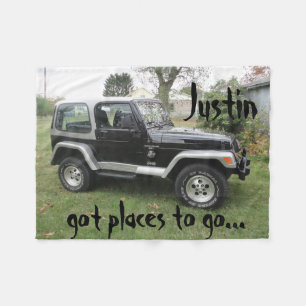 Black and Grey Customised Jeep Blanket Personalise