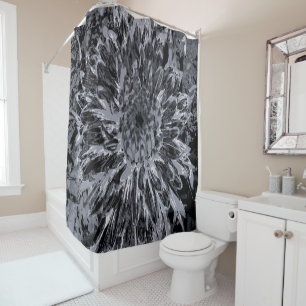 Black and Grey Dahlia Flower Shower Curtain