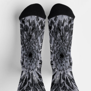 Black and Grey Dahlia Flower Socks