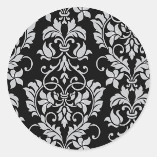 Black and Grey Damask Wedding Envelope Seal