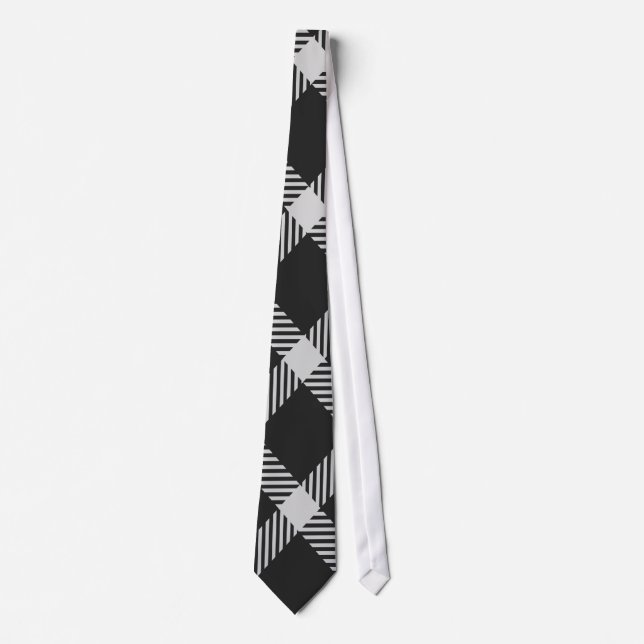 Black and Grey diagonal Striped Tie (Front)